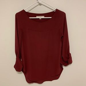 Loft Cranberry 3/4 Sleeve Blouse XS worn 1x